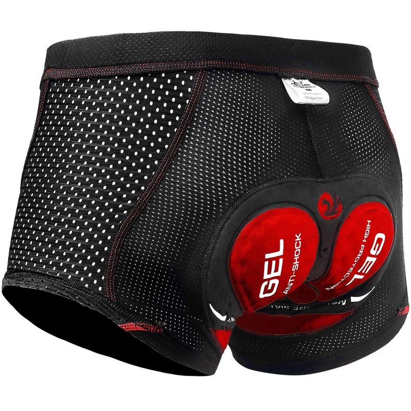 Xtiger X-TIGER Men's Cycling Underwear Shorts 5D Padded Gel,MTB Biking Shorts Pants with Breathable,Adsorbent Design Black Red - Image 1